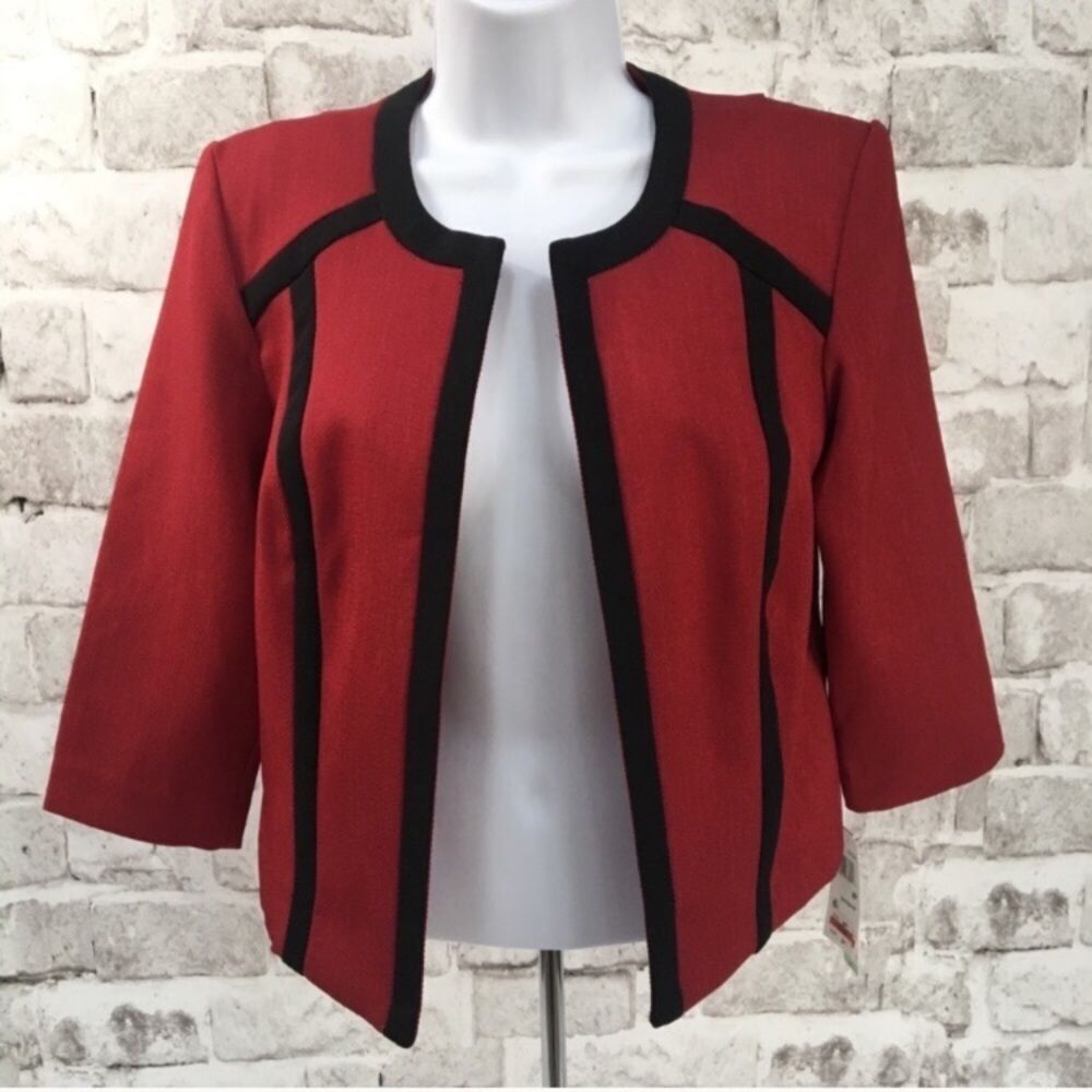 Sandra Darren Women's Diva Jacket Blazer Professional Red Black Size 8P NWT